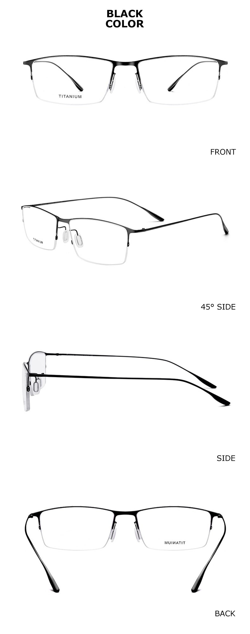 Chashma Mens Semi Rim Square Titanium Eyeglasses 2611 — view 2 | Chashma at FuzWeb