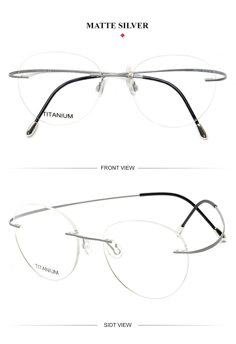 Chashma Ochki Unisex Rimless Round Titanium Eyeglasses 16017 — view 8 | Chashma Ochki at FuzWeb