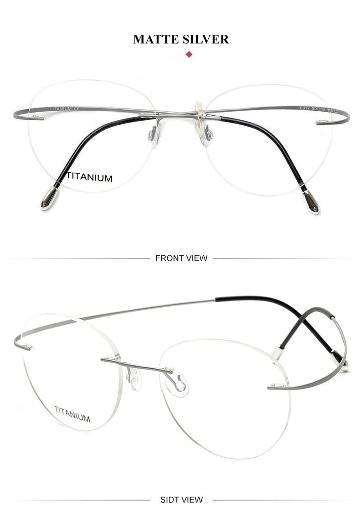 Chashma Ochki Unisex Rimless Round Titanium Eyeglasses 16017 — view 8 | Chashma Ochki at FuzWeb