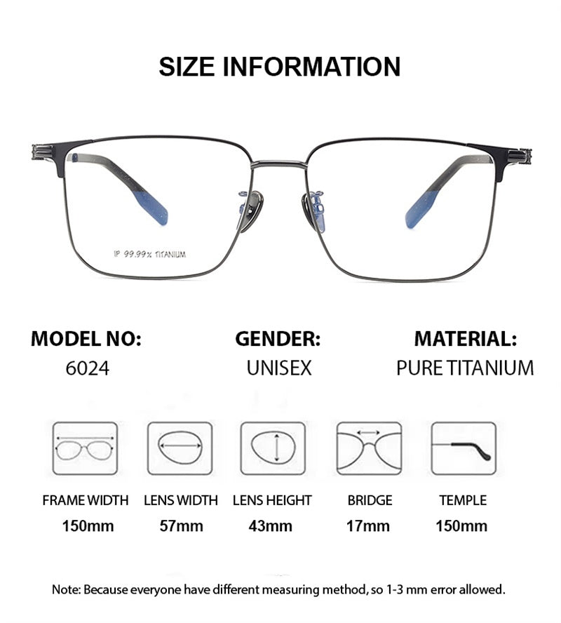 Chashma Ottica Mens Full Rim Square Titanium Eyeglasses 966024 — view 1 | Chashma Ottica at FuzWeb