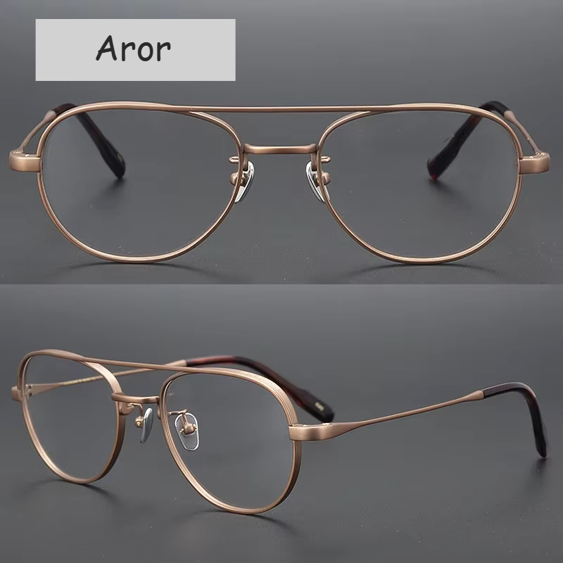 Aror Women's Full Rim Oval Double Bridge Titanium Eyeglasses 491217