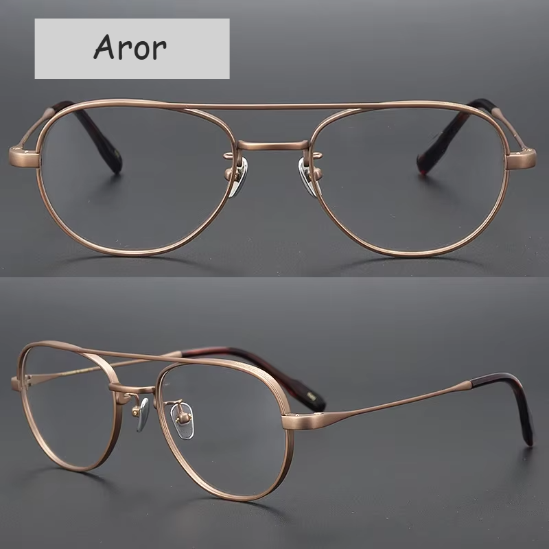 Aror Women's Full Rim Oval Double Bridge Titanium Eyeglasses 491217 Full Rim Aror