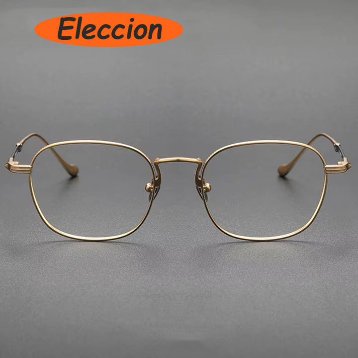 Eleccion Unisex Full Rim Polygon Square Titanium Eyeglasses 93082