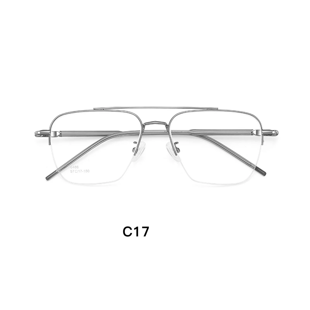 Gmei Optical 6486 men's semi-rimless titanium alloy prescription eyeglasses — view 6