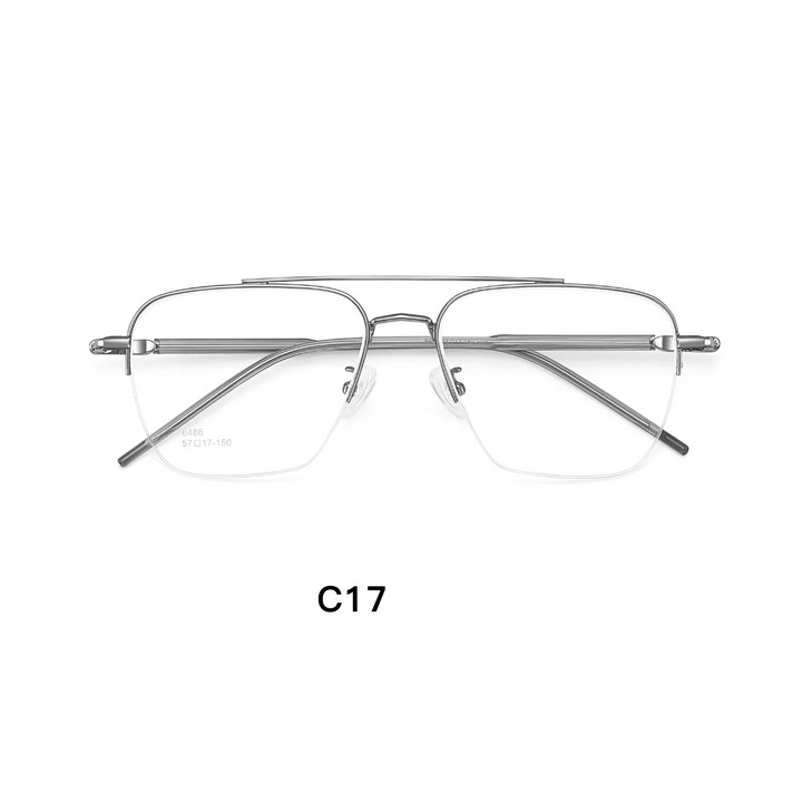 Gmei Optical 6486 men's semi-rimless titanium alloy prescription eyeglasses — view 6