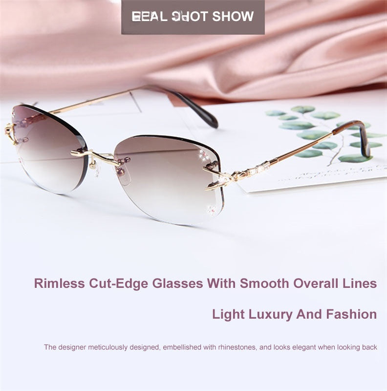 Chashma Womens Rimless Oval Square Titanium Eyeglasses 100697 — view 2 | Chashma at FuzWeb