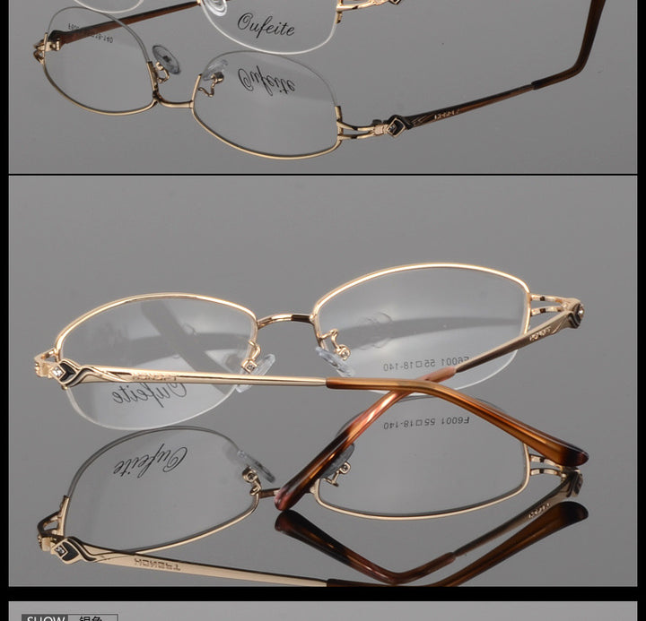 Bclear Womens Semi Rim Oval Alloy Eyeglasses 66001 — view 4 | Bclear at FuzWeb