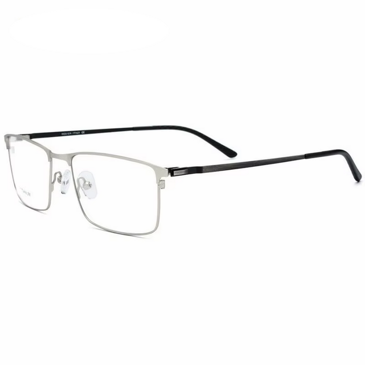 Eleccion Men's Full Rim Square Titanium Alloy Eyeglasses 499847 Full Rim Eleccion Silver