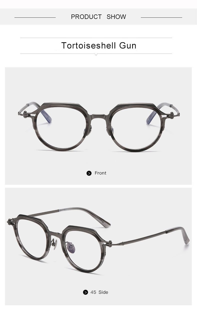 Krasivyy Unisex Full Rim Flat Top Oval Acetate Titanium Eyeglasses 315872.