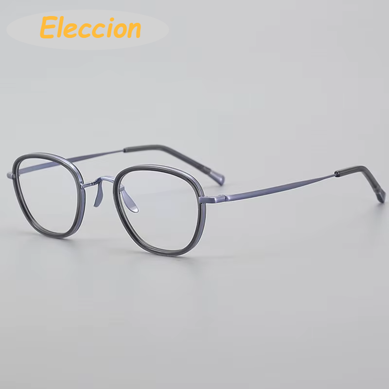 Eleccion Unisex Full Rim Polygon Oval Titanium Acetate Eyeglasses 94250