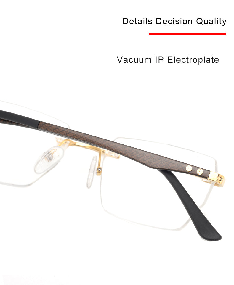 Krasivyy Men's Rimless Square Carbon Fiber Titanium Eyeglasses Kr16027.