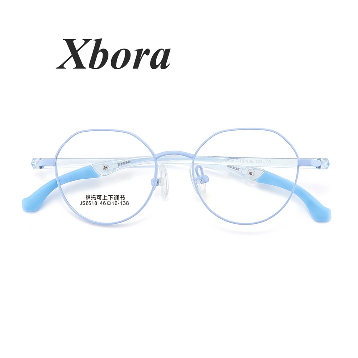 Xbora Unisex Youth's Full Rim Flat Top Oval Tr 90 Alloy Eyeglasses 6518