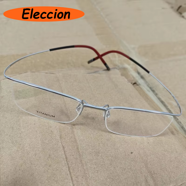 Eleccion Unisex Semi Rim Brow Line Titanium Eyeglasses 95296 Semi Rim Eleccion