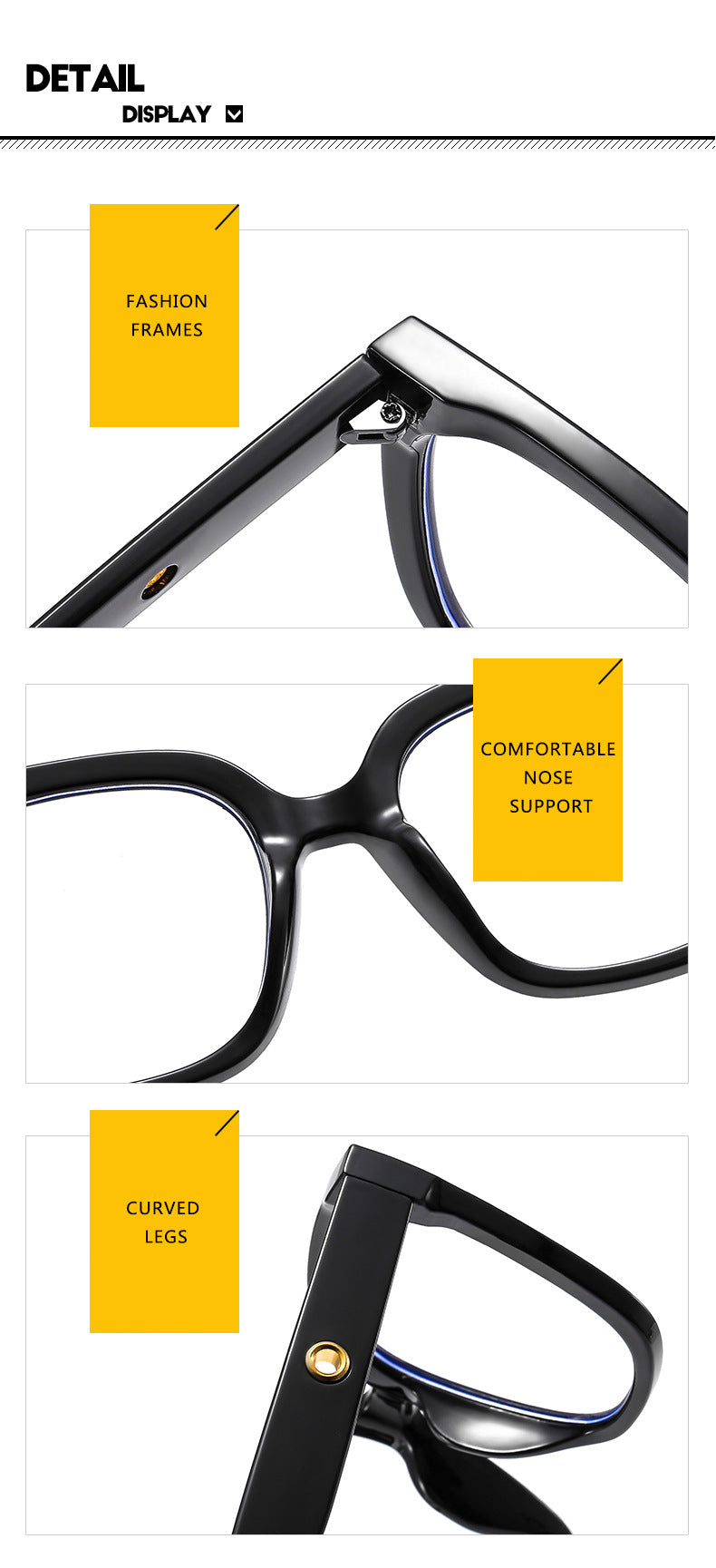 CCspace Unisex Full Rim Square Cat Eye Acetate Eyeglasses 55503.
