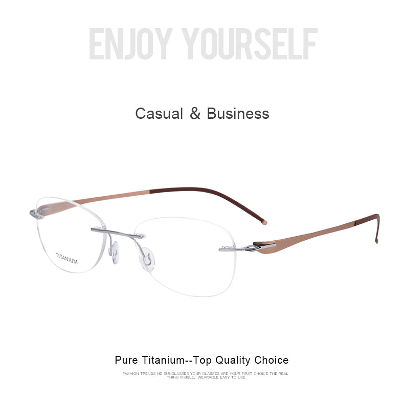 Krasivyy Unisex Rimless Oval Screwless Titanium Rimless Eyeglasses 5003 — view 1 | Krasivyy at FuzWeb