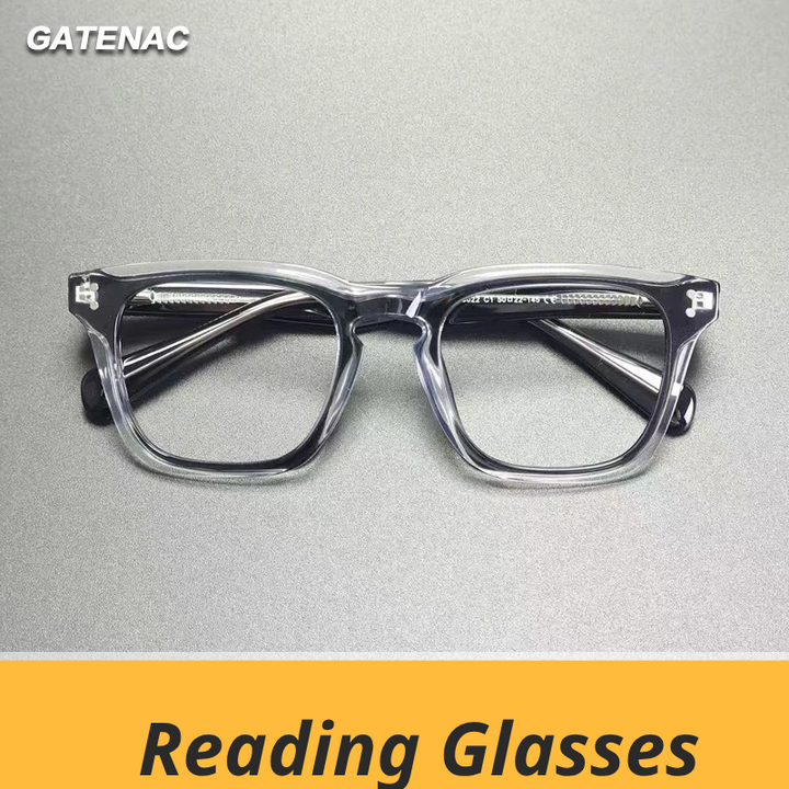 Gatenac Unisex Full Rim Square Tr 90 Titanium Reading Glasses Gxyj9022