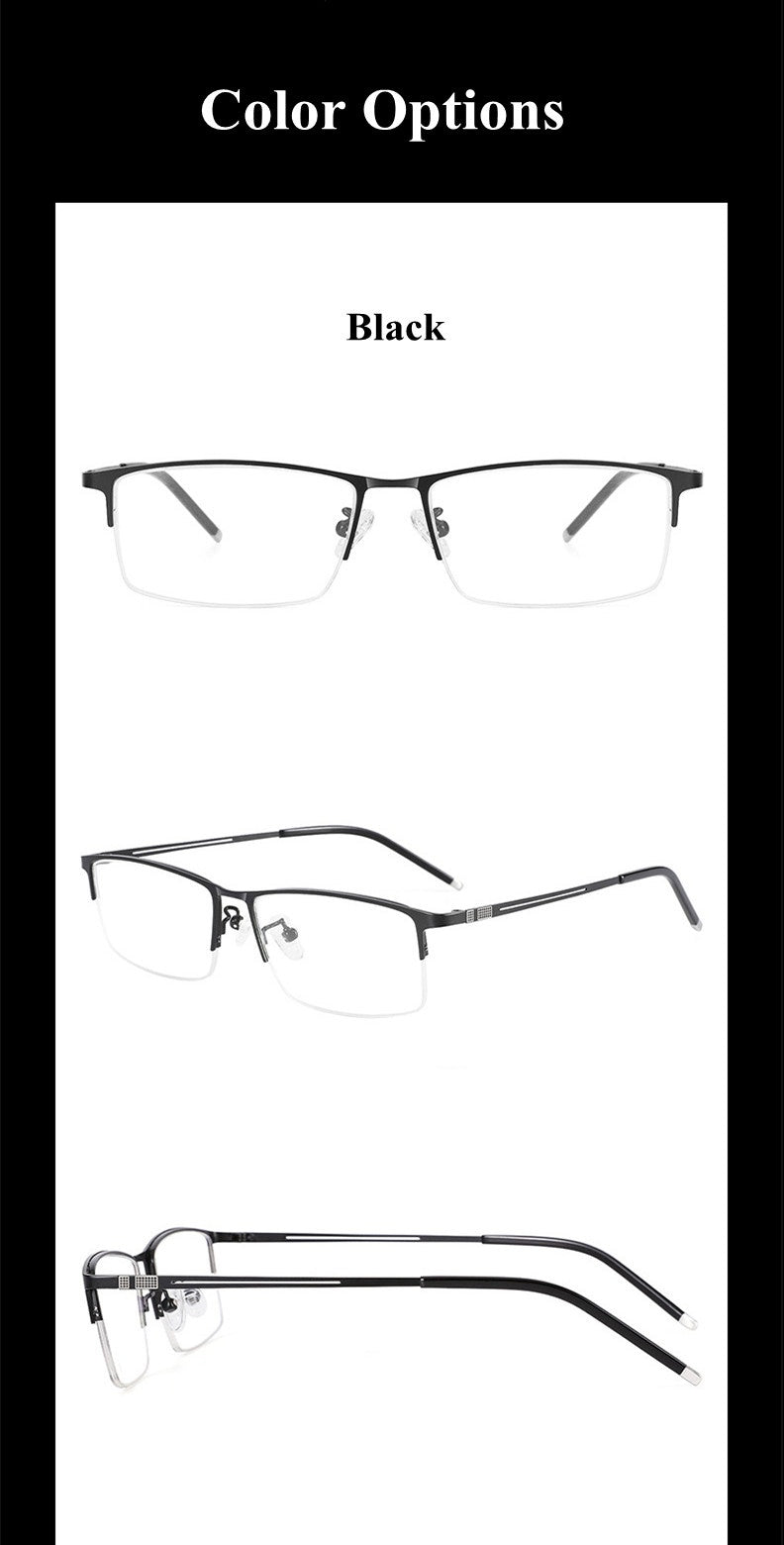 Chashma Ochki Mens Semi Rim Square Alloy Eyeglasses 9070 — view 4 | Chashma Ochki at FuzWeb