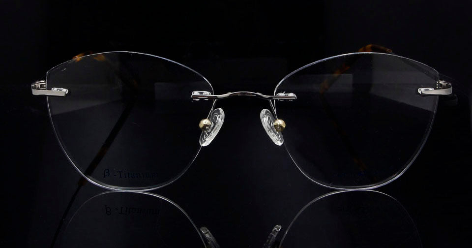 Esnbie Womens Rimless Cat Eye Oval β Titanium Eyeglasses 4518 — view 5 | Esnbie at FuzWeb