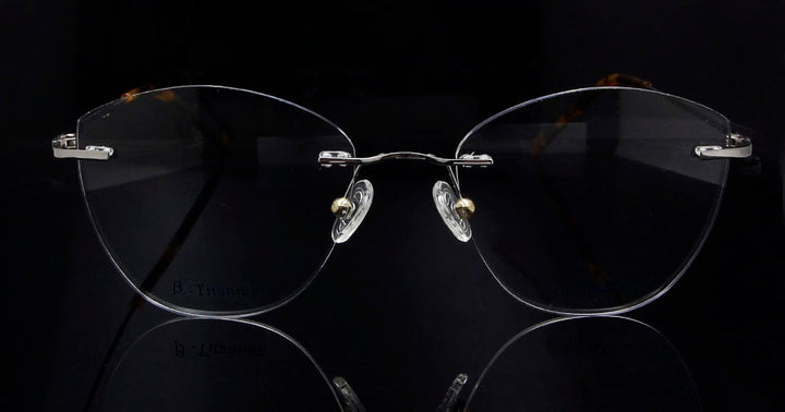 Esnbie Womens Rimless Cat Eye Oval β Titanium Eyeglasses 4518 — view 5 | Esnbie at FuzWeb