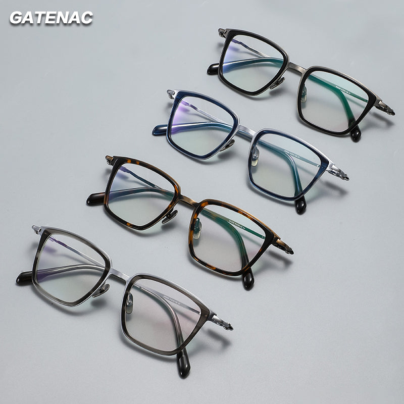 Gatenac Unisex Full Rim Big Square Titanium Acetate Photochromic Reading Glasses 570055 — view 2 | Gatenac at FuzWeb