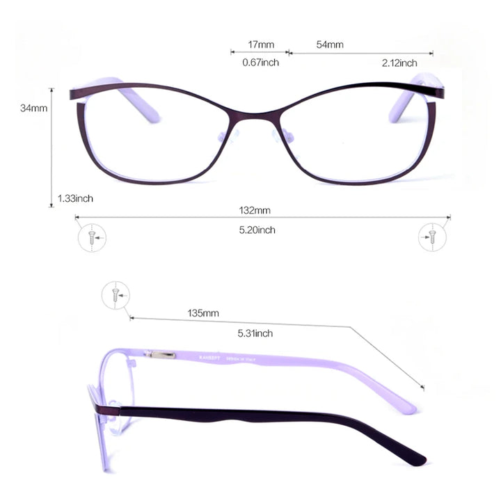Kansept Womens Full Rim Square Cat Eye Stainless Steel Eyeglasses 759 — view 4 | Kansept at FuzWeb