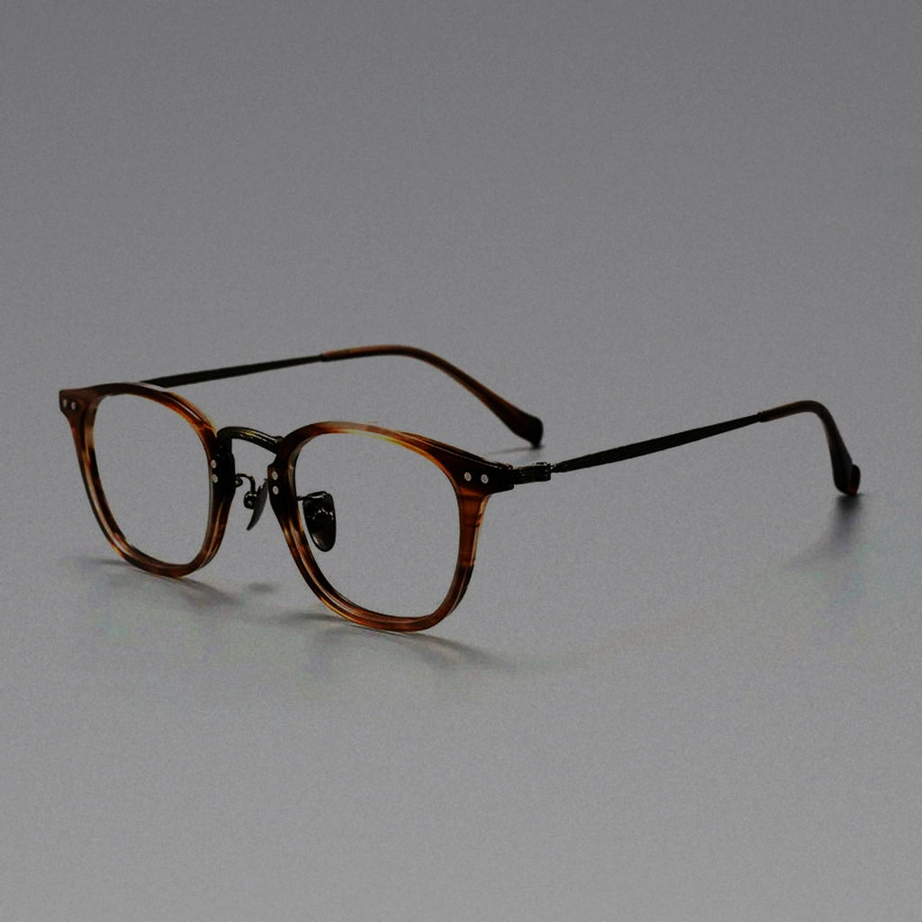 BCLEAR Unisex Retro Carved Acetate Glasses Frame Square Round Versatile Full Rim Optical Eyeglasses High Quality Japanese Korean - C 2
