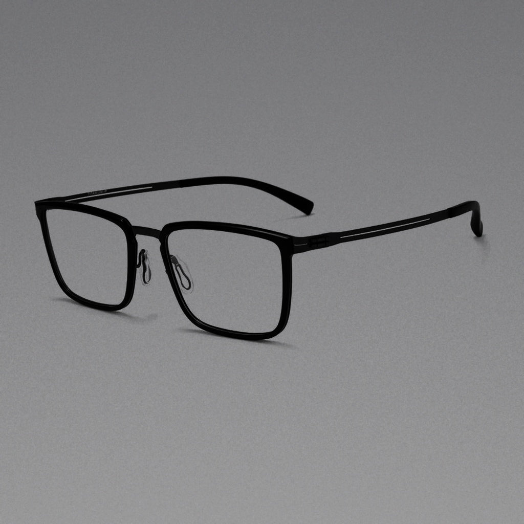 BCLEAR Ultra Light Titanium Square Eyeglasses Frame Men Large Size Business Myopia Glasses Spectacles with Spring Hinge 2026 New - Black gray