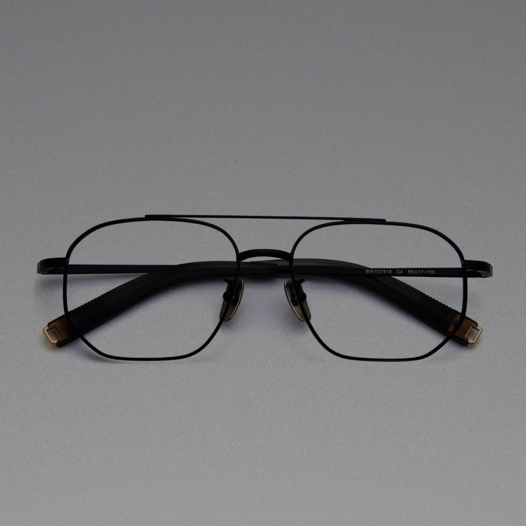 Pilot Big Face Pure Titanium Optical Eyeglasses Frame Ultra Light Men Luxury Business Eyebrow Frame Prescription Eyewear Aror - black