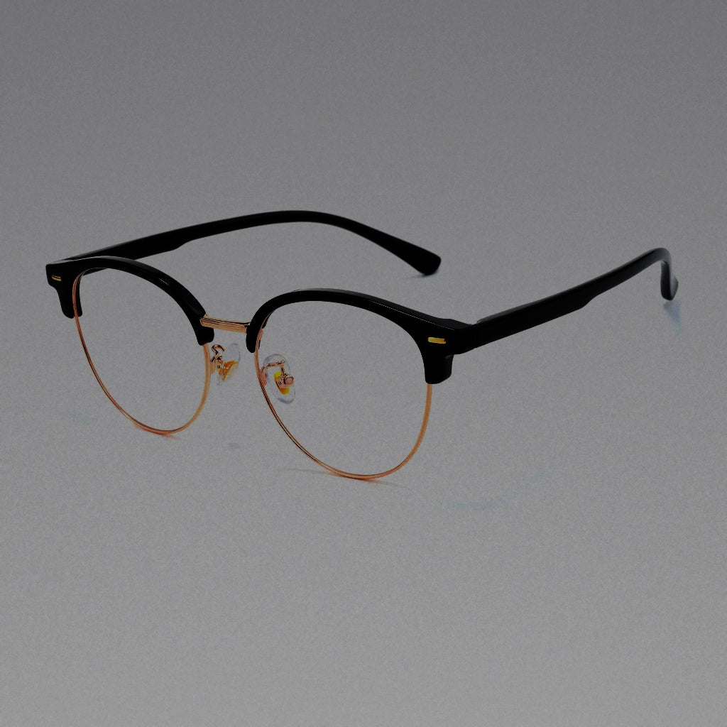 BCLEAR Vintage Browline Round Eyeglasses Frame Men Women Retro Half Rim Myopia Glasses Fashion Spectacles Daily Wear Ultra-light - C 1