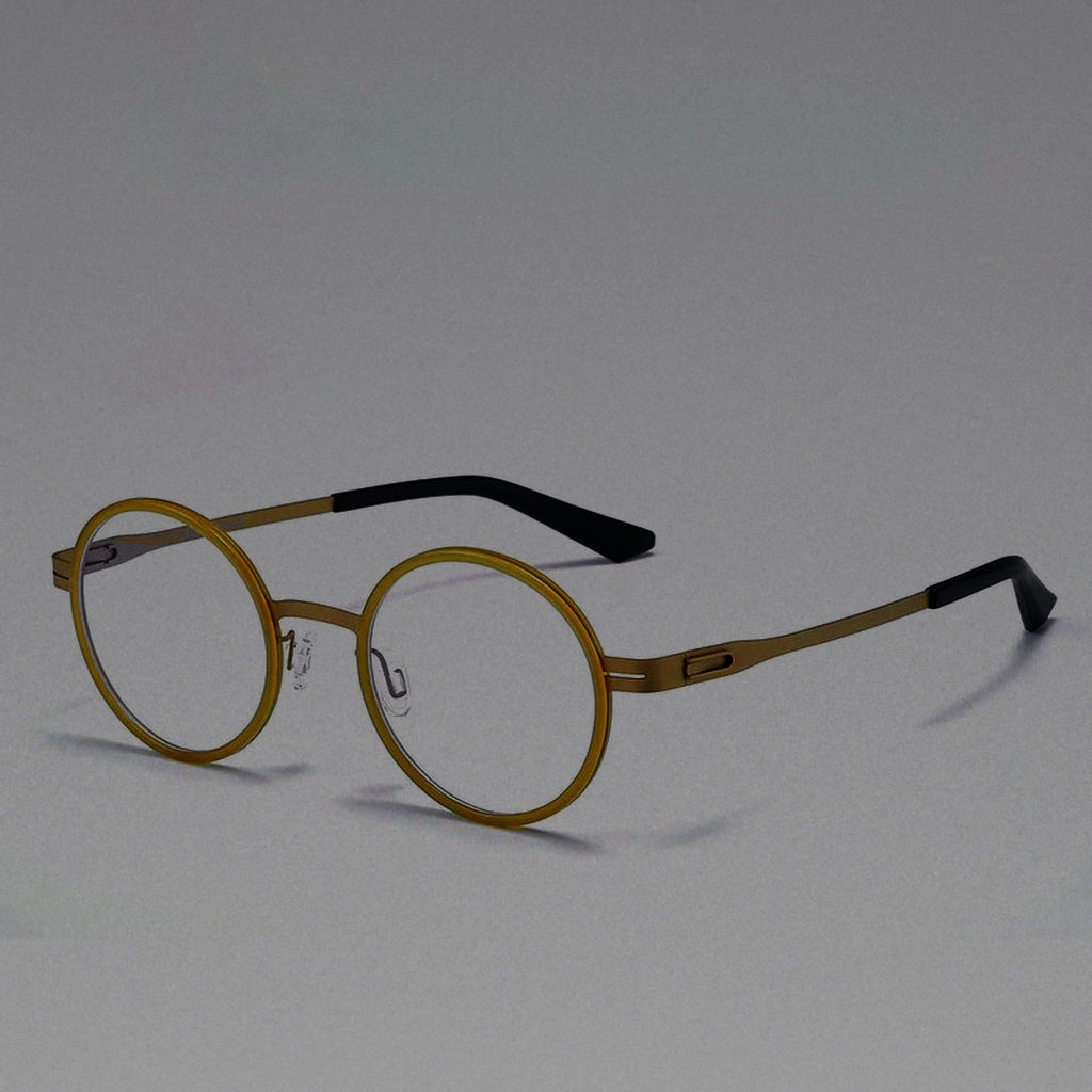 Aror Ultra light Pure Titanium Myopia Glasses Frame Men's Women's Retro Round Glasses Frame With Prescription Hyperopia Frame - C2 Custard