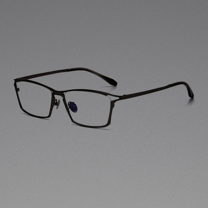Vintage Titanium Square Eyeglasses Frames for Men Handmade Ultralight Trendy Hollow-out Glasses Frame Women Oversized Eyewear - Gun Gray