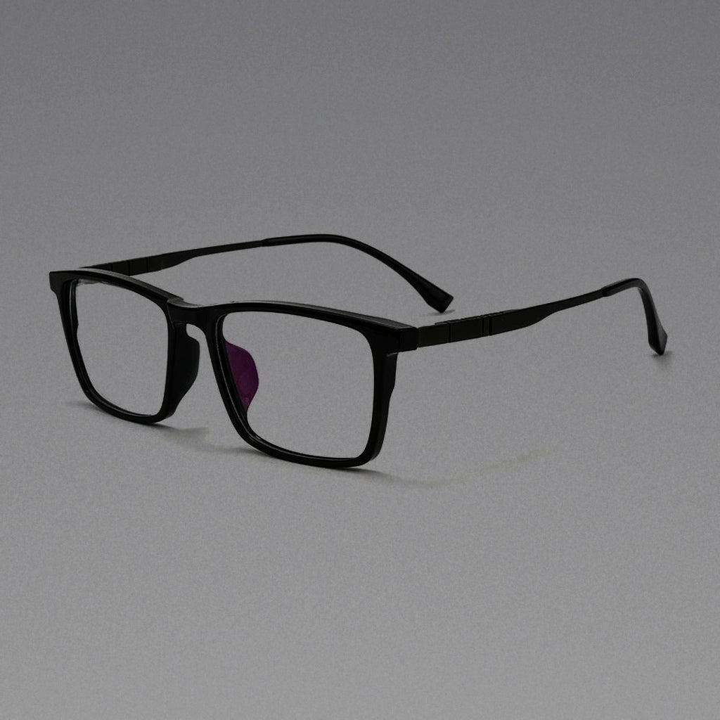 Men Square Sports & Leisure IP Titanium Eye Glasses Frame Myopia Optical Prescription Eyeglasses Handmade TR90 Classic Eyewear - Black