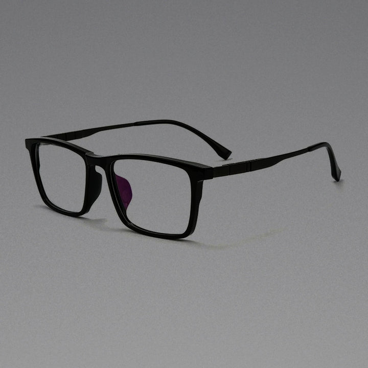 Men Square Sports &amp; Leisure IP Titanium Eye Glasses Frame Myopia Optical Prescription Eyeglasses Handmade TR90 Classic Eyewear - Black