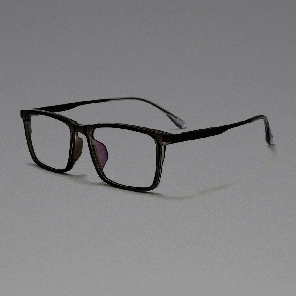 Men Square Sports & Leisure IP Titanium Eye Glasses Frame Myopia Optical Prescription Eyeglasses Handmade TR90 Classic Eyewear - Gray