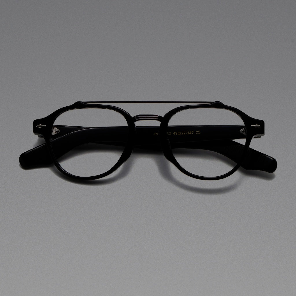 Acetate Thick Edge Men Oversize Double Eye Glasses Frame Myopia Optical Prescription Eyeglasses Fashion Classic Handmade Eyewear - black