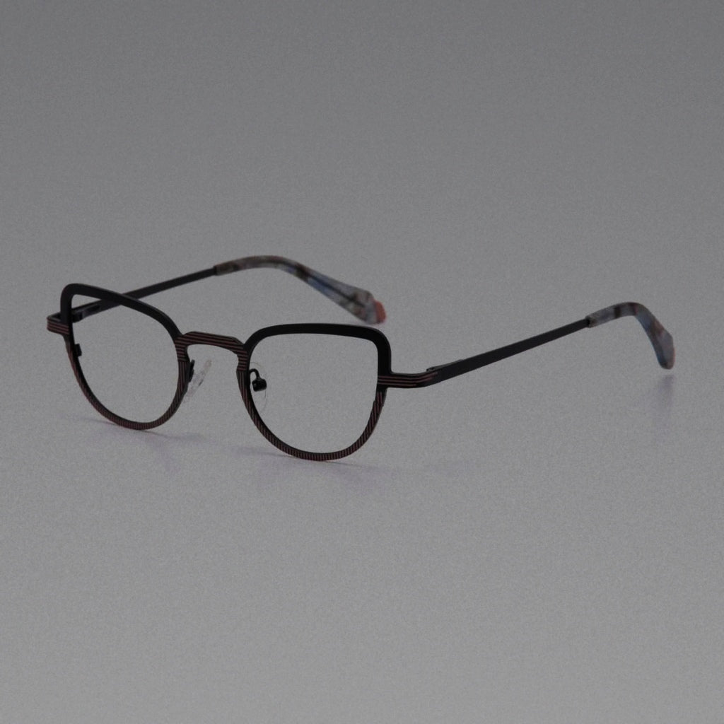 New 2026 Retro Cat's Eye Frame Alloy Men Personality Glasses Frame Myopia Hyperopia Prescription Woman Eyeglasses Frame 8764 - Black