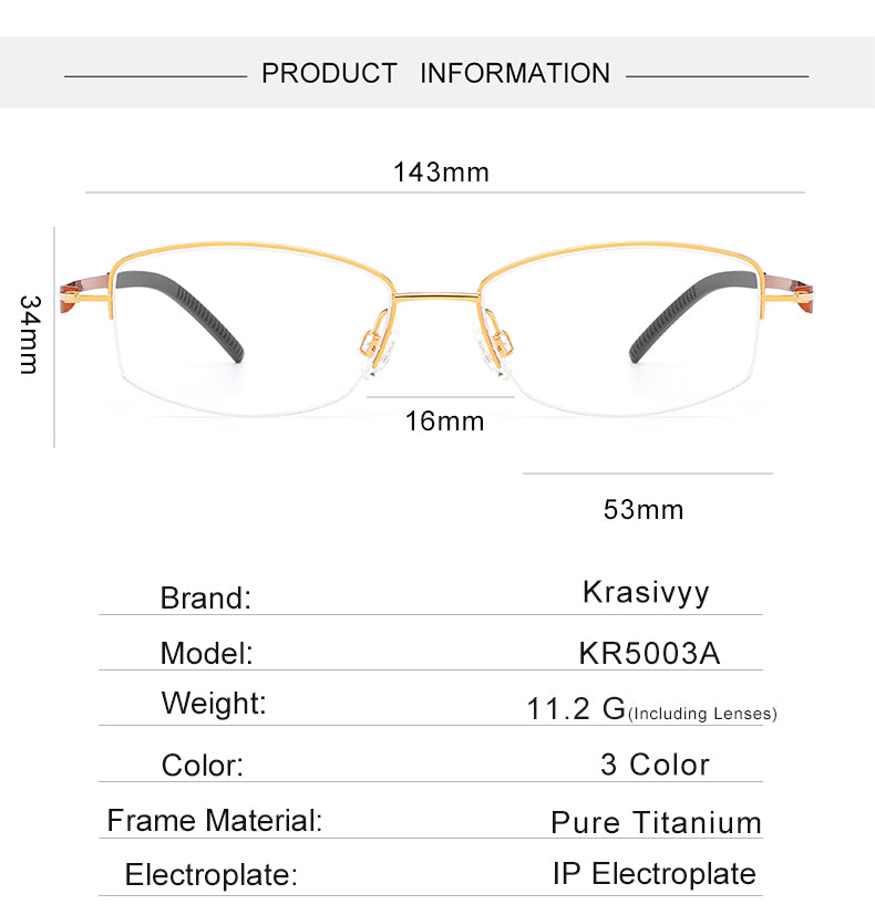 Krasivyy Unisex Semi Rim Oval Screwless Titanium Eyeglasses 350031 — view 1 | Krasivyy at FuzWeb