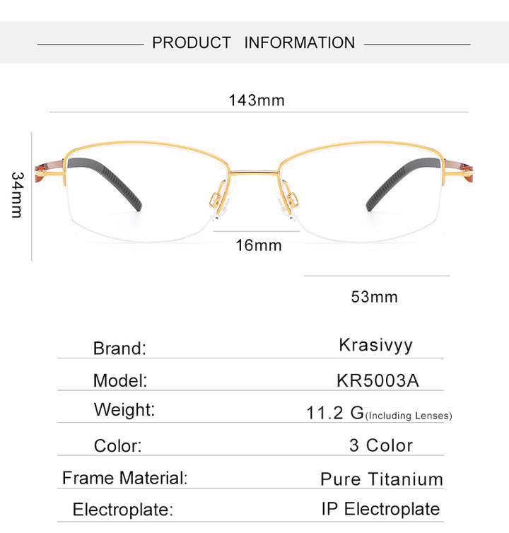 Krasivyy Unisex Semi Rim Oval Screwless Titanium Eyeglasses 350031 — view 1 | Krasivyy at FuzWeb