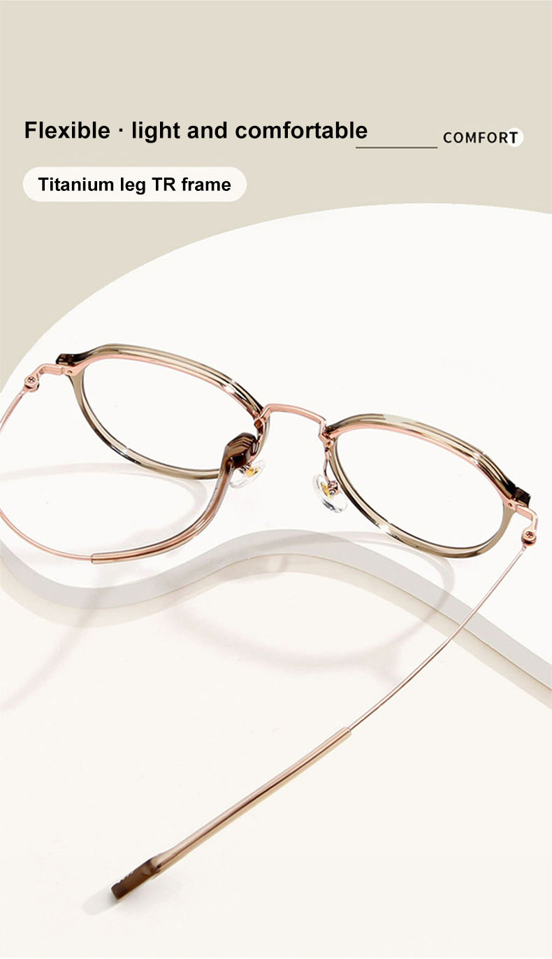 Vicky Unisex Full Rim Flat Top Round Tr 90 Titanium Reading Glasses 50111 — view 1 | Vicky at FuzWeb