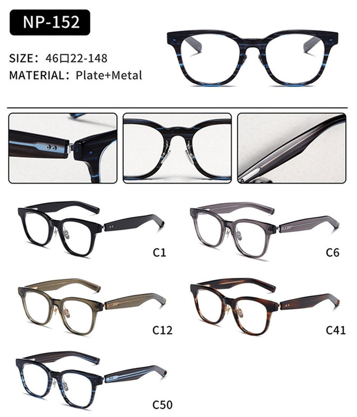 Aimee Unisex Full Rim Square Titanium Acetate Eyeglasses 14152.