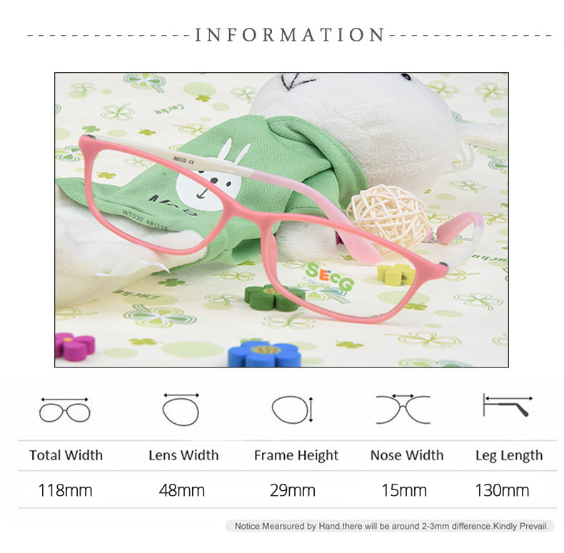 Secg Unisex Youths Full Rim Square Tr 90 Silicone Eyeglasses 20030 — view 1 | Secg at FuzWeb