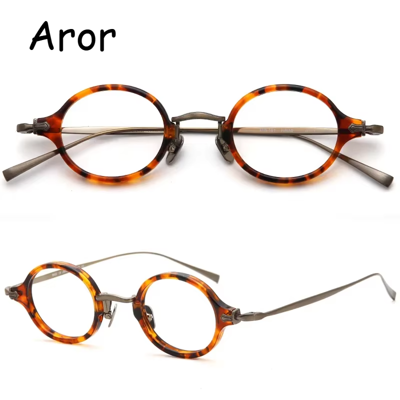 Aror Women's Full Rim Round Acetate Titanium Eyeglasses 949101 Full Rim Aror