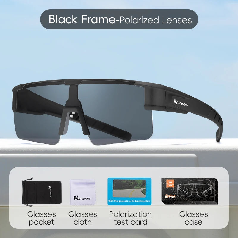 West Biking Unisex Semi Rim Square Polycarbonate Over Frame Polarized Sunglasses 9607931.