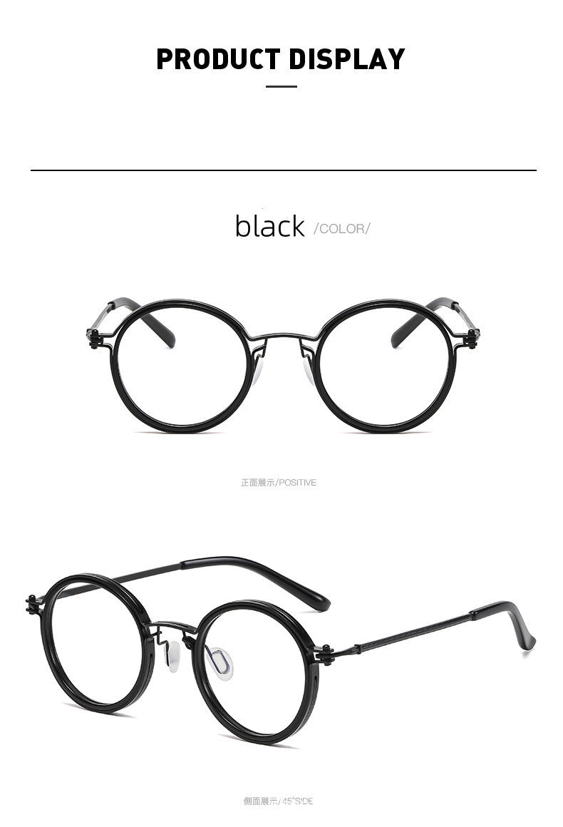 Kocolior Unisex Full Rim Round Acetate Alloy Hyperopic Reading Glasses 10749 — view 8 | Kocolior at FuzWeb