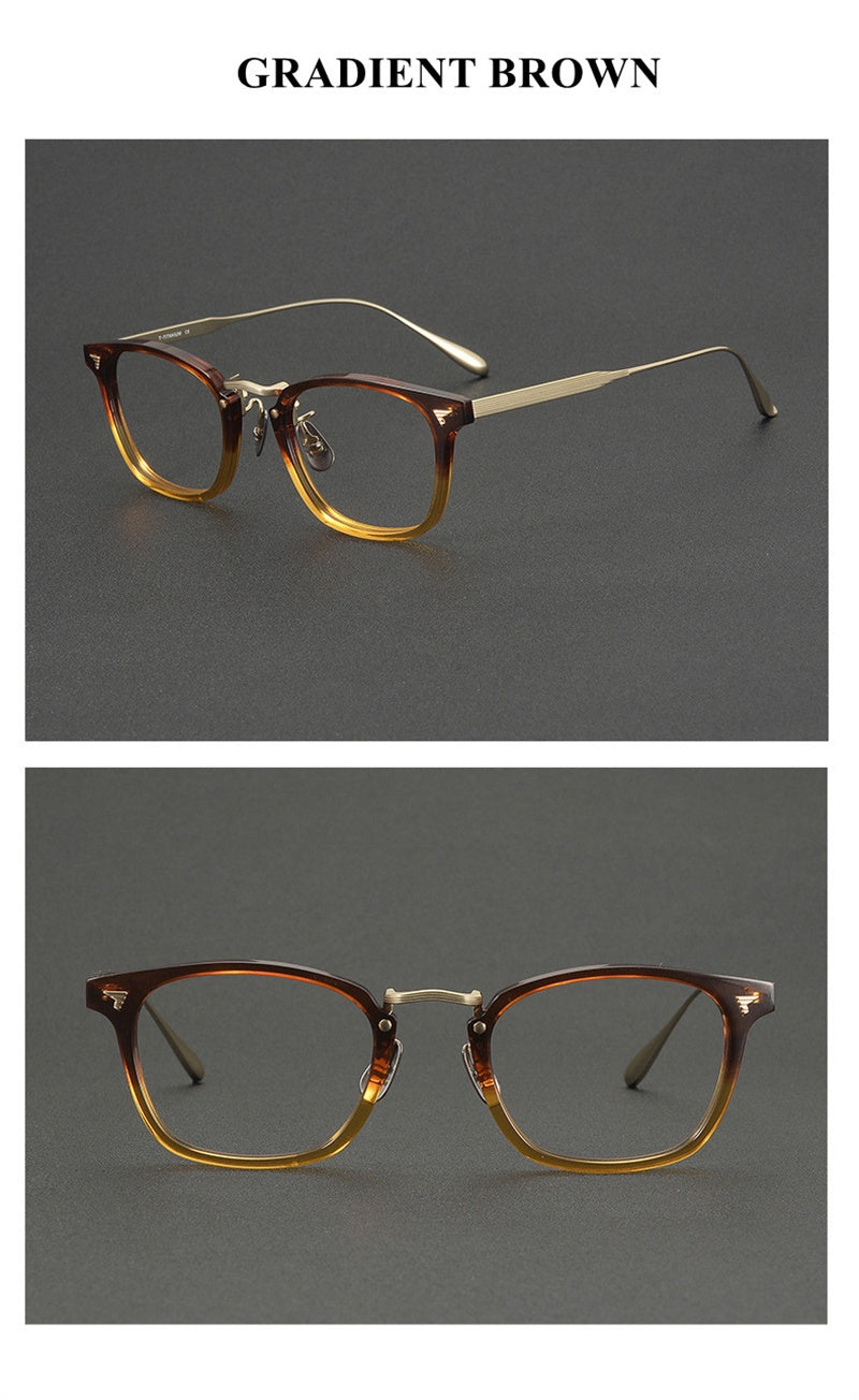 Chashma Ochki Unisex Full Rim Square Acetate Titanium Eyeglasses 881554.