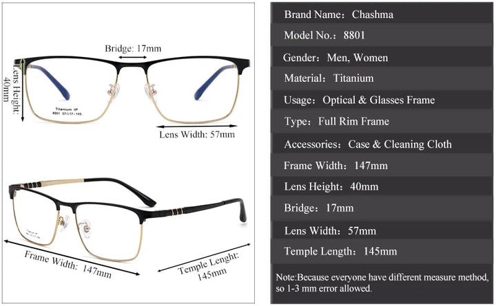 Size Chart Technical Specs
