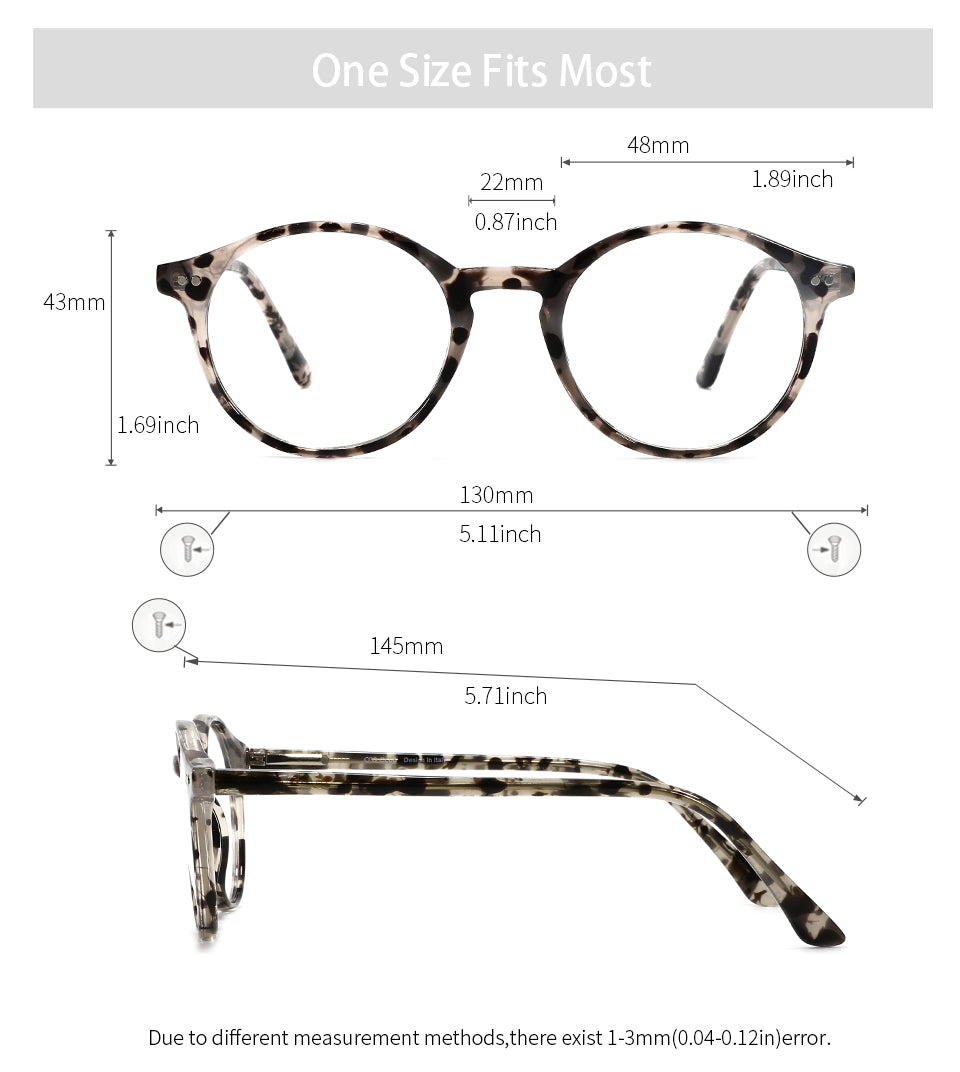 Kansept Unisex Full Rim Round Acetate Titanium Frame Eyeglasses Cp1007.