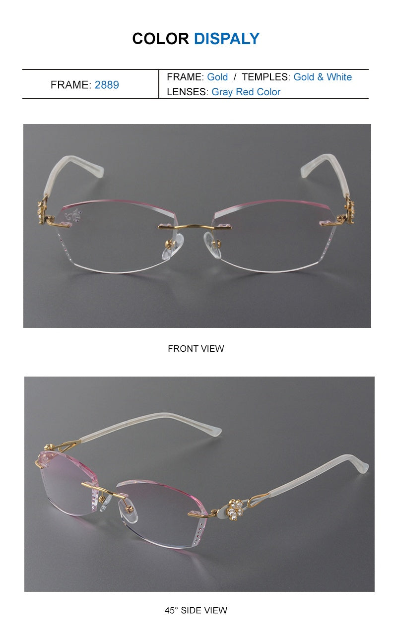 Chashma Ochki Womens Rimless Oval Titanium Eyeglasses 28894 — view 3 | Chashma Ochki at FuzWeb