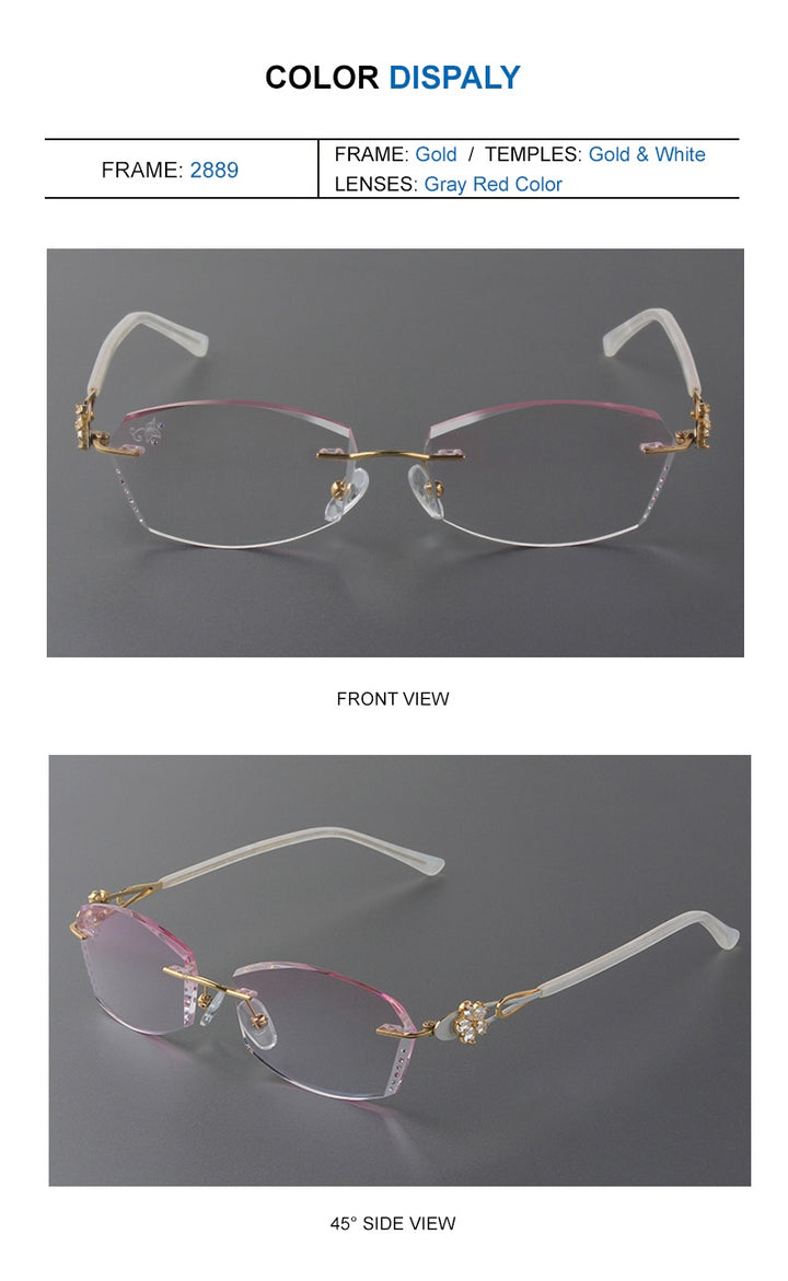 Chashma Ochki Womens Rimless Oval Titanium Eyeglasses 28894 — view 3 | Chashma Ochki at FuzWeb