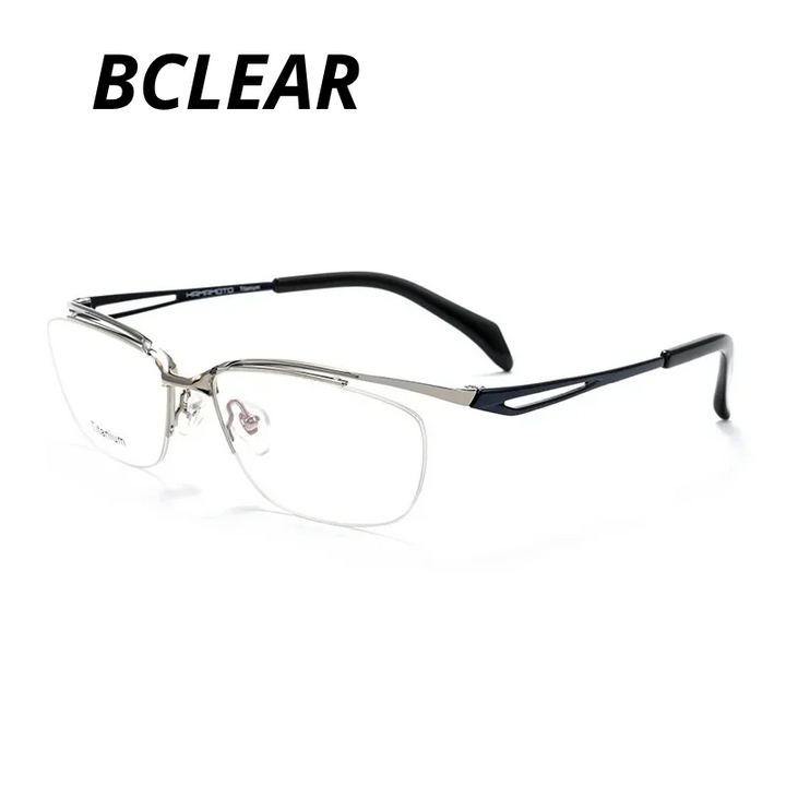 Bclear Women's Semi Rim Oval Square Brow Line Titanium Eyeglasses 842276